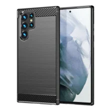 Funda para Samsung Galaxy S22 Ultra Carcasa Silicona Fibra de Carbono Elástica Antigolpes