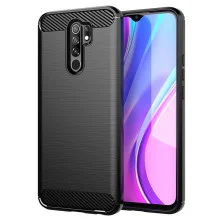 Funda para Xiaomi Redmi 9 Carcasa Silicona Fibra de Carbono Elástica Antigolpes
